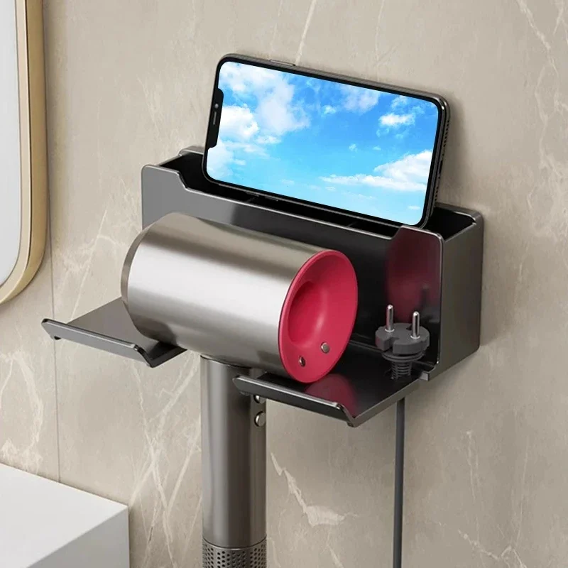 1 Pcs Hair Dryer Holder Wall Dryer Cradle Straightener Stand Hairdryer Organizer Box Plastic Hair Dryer Stand Bathroom Organizer 5