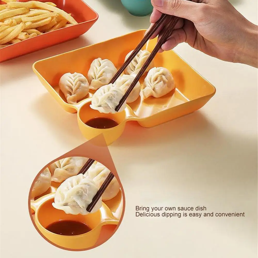 Multi-purpose Dumpling Plate With Vinegar Plate Snack Dish 2-Grid Spices Dish Dumplings Dessert French Fries Ketchup Holder sauce dishes ceramic dessert plates snack dish seasoning dishes