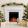Electric Fireplace with Mantel Package Freestanding Fireplace Heater Corner Firebox with Log & Remote Control,750-1500W 1