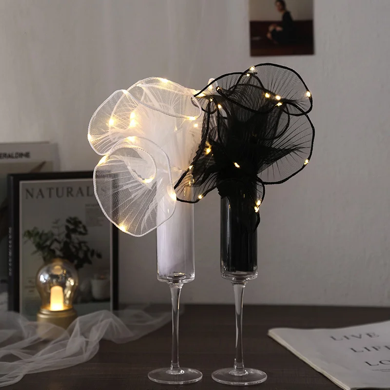 28cm * 4 야드 꽃 WrapPaper 웨이브 원사 꽃 가게 꽃다발 포장 진주 레이스 그물 꽃 가게 꽃다발 선물 포장 DIY 공예