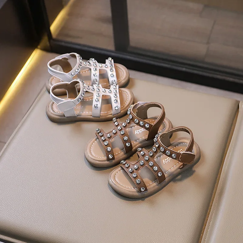 

Girls Sandals Summer Kids Fashion Dress Party Princess Shoes Toddler Sports Beach Rhinestone Slippers Outdoor Flats Soft Sole