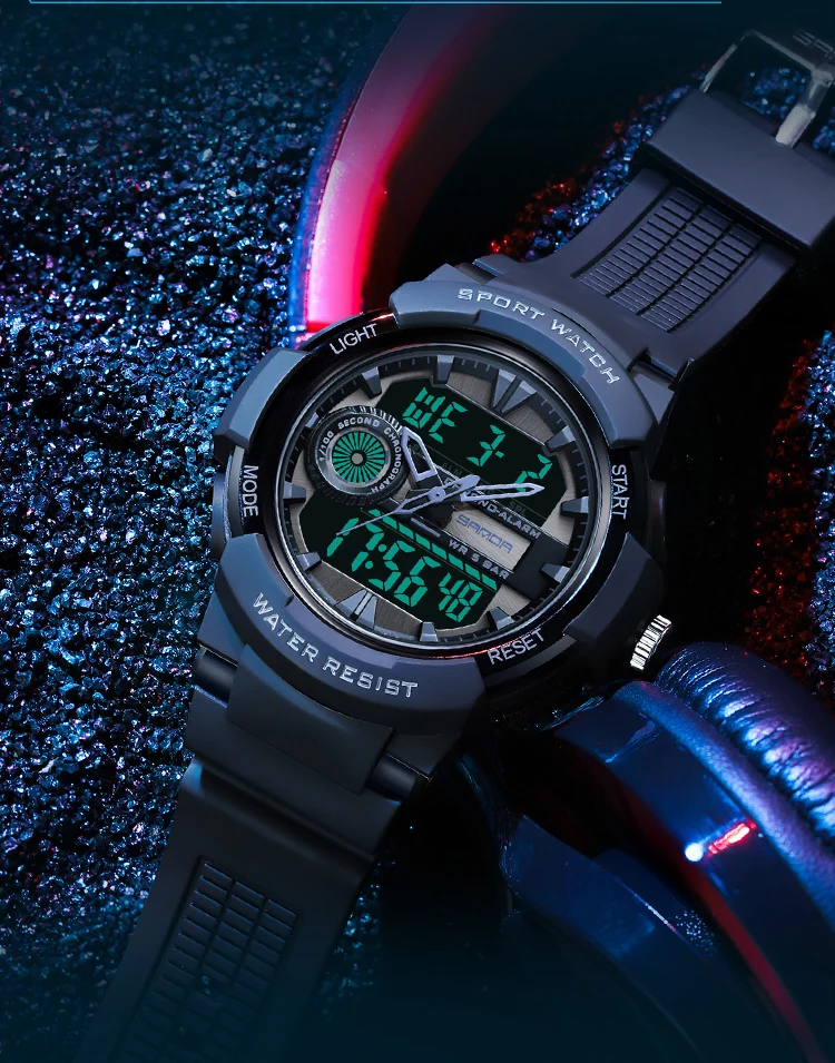 SANDA 2022 New Sports Men's Watches Top Brand Dual Display Watch 50M Waterproof Wristwatch for Male Clock Relogio Masculino 6082