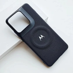 Luxury Sleek Business Weaving Magnetic Case with Magsafe Charging Capability - Moto X70 Pro Air (Black)
