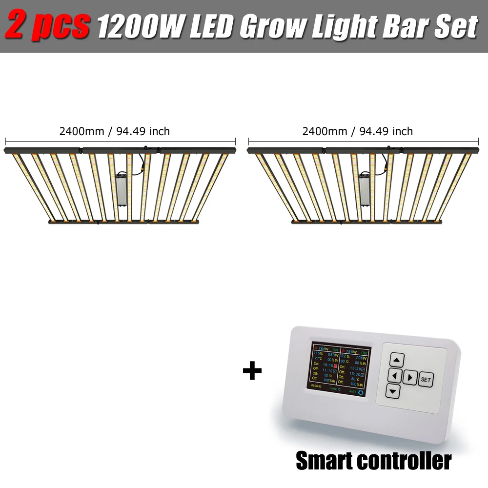 thumbnail image 1 of Barra de luz LED para cultivo de 1,8 m/2,4 m, alta potencia, 1000 W/1200 W/1500 W, espectro completo, Samsung LM301B, para plantas, invernadero, cobertura de 8 x 4 pies, 1 of 5
