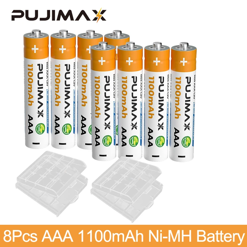 PUJIMAX New 8Pcs 1.2V AAA 1100mAh NiMH Rechargeable Battery For