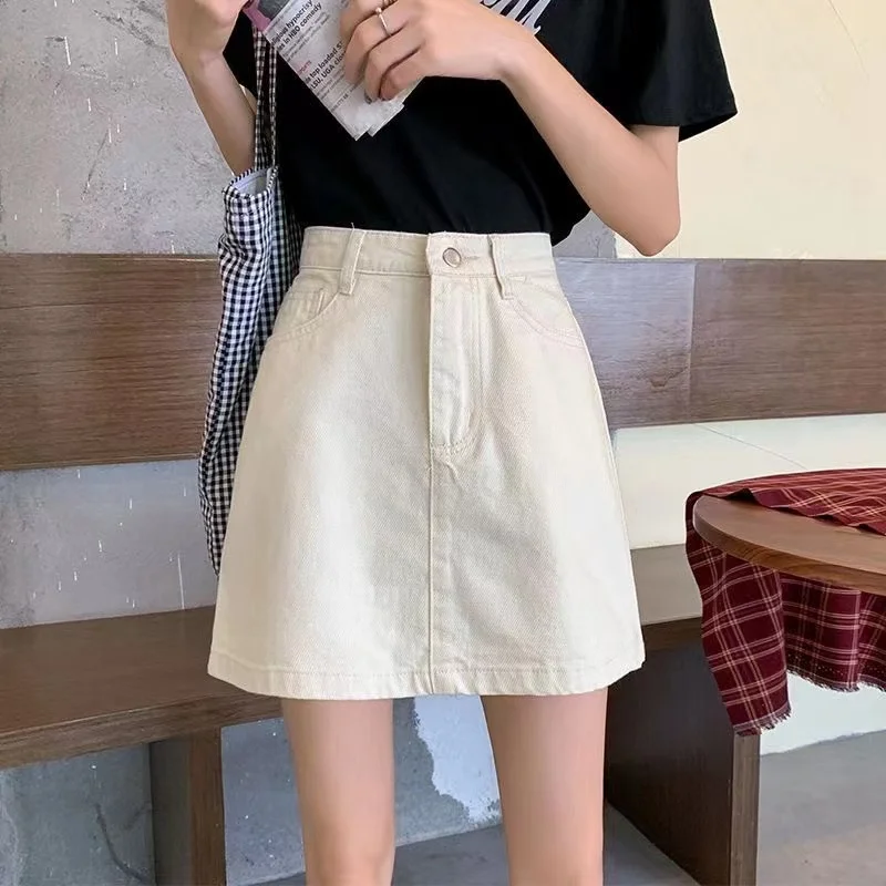 Women Denim Skirts 2024 Spring Summer Female Mini Skirts High Waist Casual A-line Sexy Skirts Denim Skirts for Lady Girls