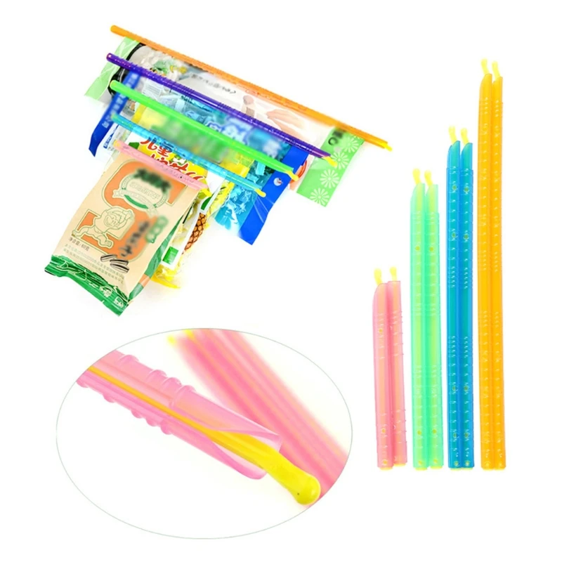 30Pcs 5 Colors Sealing Clips Bag Sealer Closure Sticks Portable Food Saver Container Plastic Fresh-Keeping Clamp Rod