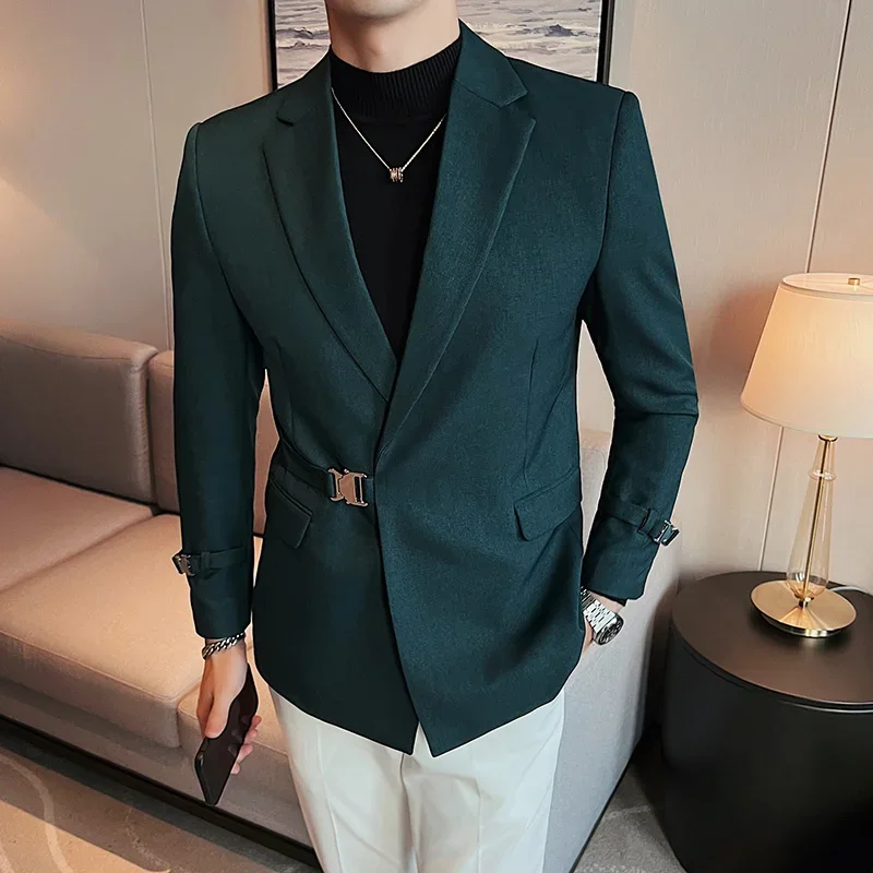 

Men's Superior Texture Single Buckle Blazers Solid Color Slimming Warm Business Casual Suit Jacket Wedding Banquet Dress/ Tuxedo