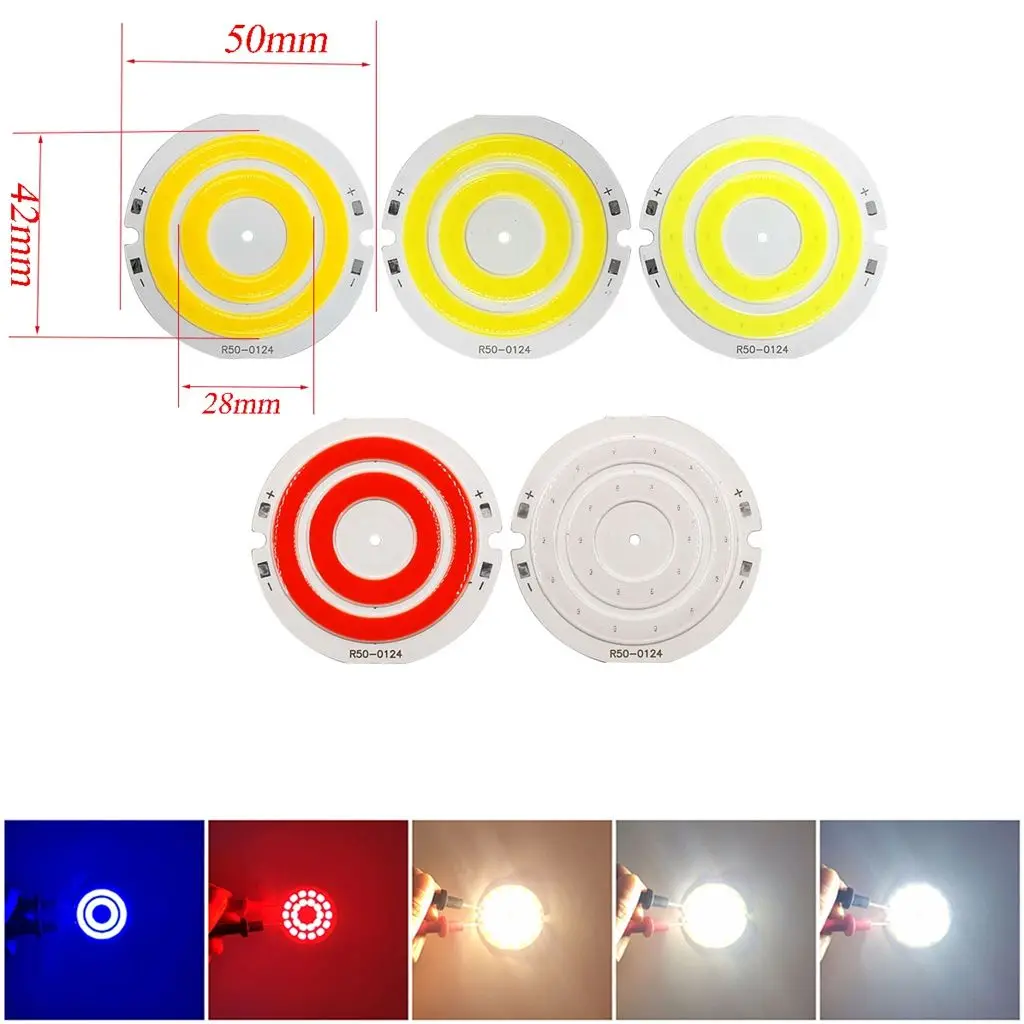 DC 3V 4V Round COB LED Bulb 3.7V Lamp for DIY Work Lights House Decor Lighting 50mm Diameter Circular COB Chip Cold White LED