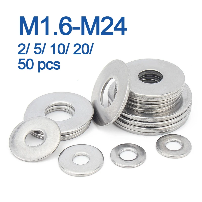 Stainless Steel Washers M1.6 M2 M3 M5 M6 M8~ M24 304 Ultra-thin Metal Screw Flat Standard Increase Thickened Meson