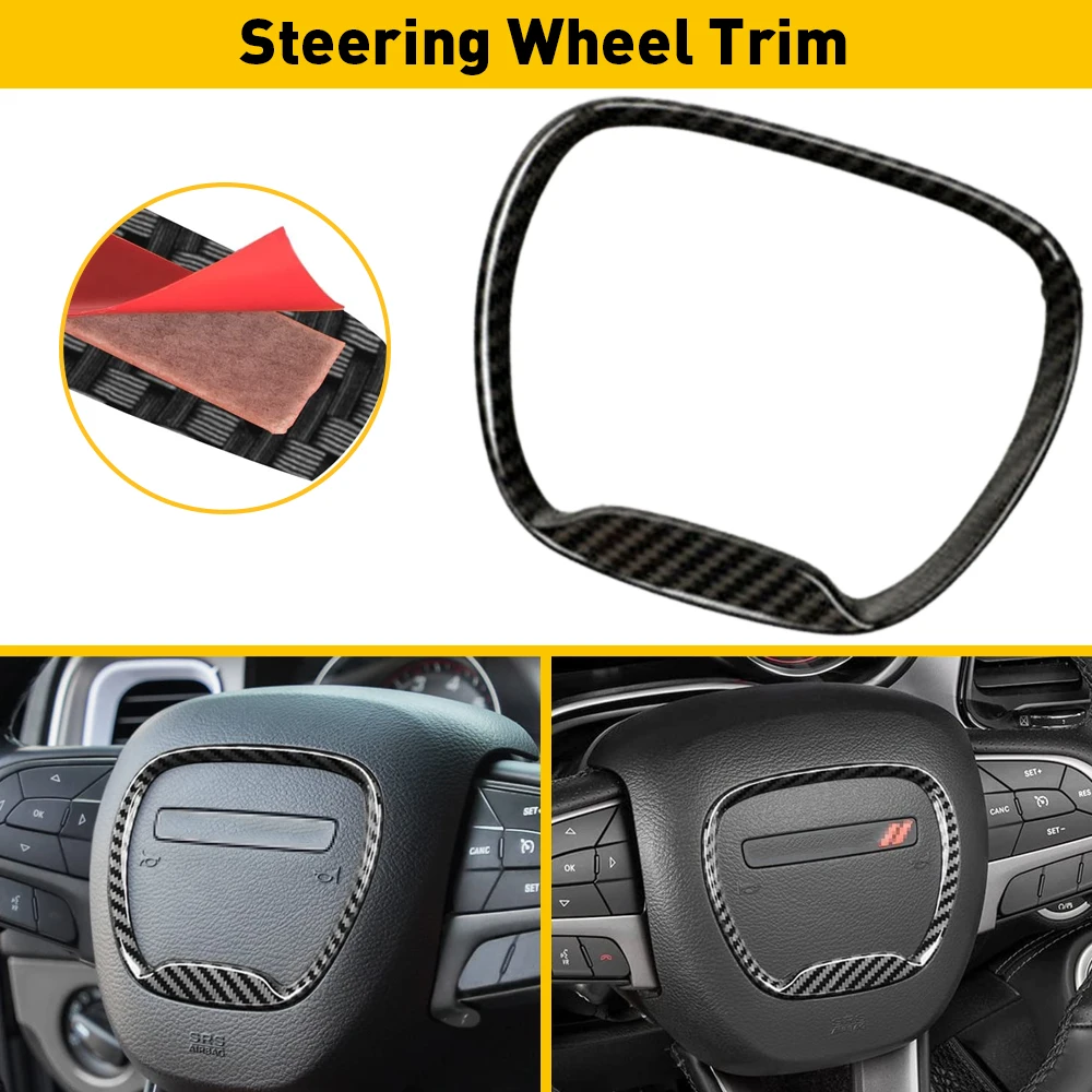 Steering Wheel Cover Car Steering Wheel Frame Trim Cover for Dodge Charger Challenger Durango 2015 Jeep Grand Cherokee