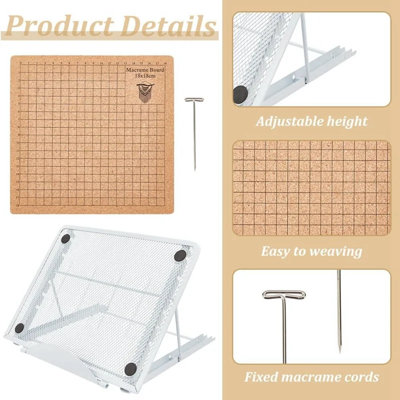 A74P-8X8 Inches Lace Board Set Lace Boards And Pins With Adjustable Stand Tools Supplies Knitting Craft Assistant Board