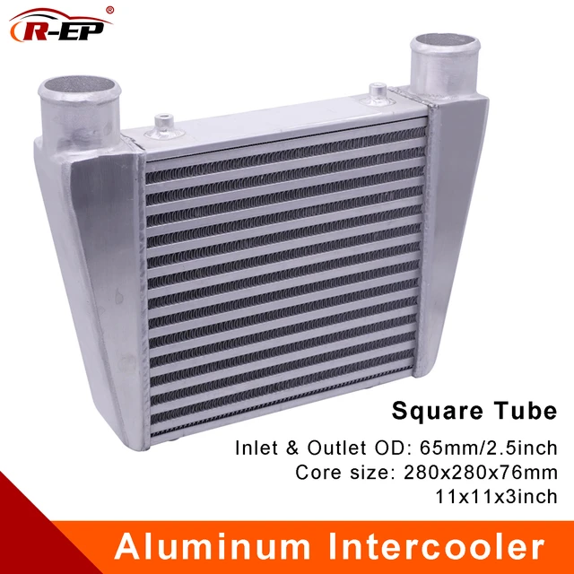 R-EP Intercooler Universal 280x280x76mm Aluminum Cold Air Intake Radiator  2.5inch Inlet 63mm Outlet for Turbo Car - AliExpress