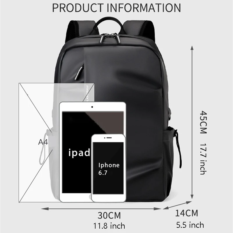 14 Inch Laptop Backpack For Men New Urban Leisure Business Back Pack Simple Solid Color College Textbook Bagpack Black Gray Blue 4