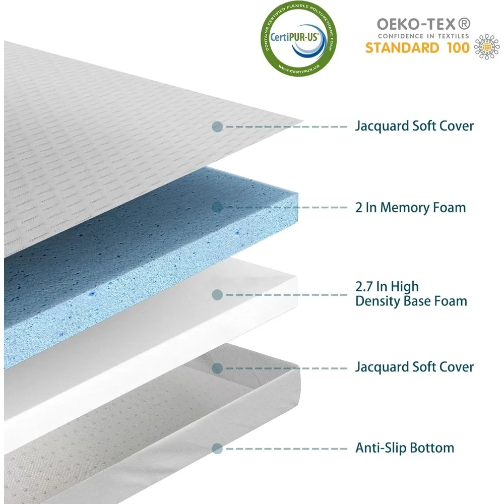 4.7 Inch Memory Foam Mattress Replacement with Washable Cover for Sleeper Sofa and Couch Beds 3