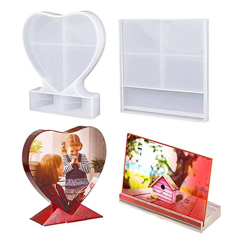 

Resin Photo Frame Molds Rectangle Mold Heart Shape Silicone Mold for Resin Casting DIY Personalized Photo Frame Mold for Crafts