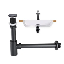 Black Bathroom Basin Bottle Trap Sink Waste Siphon Pipe Kits Toilet Deodorization Insect Stopper Drain Fittings Bathroom Basin