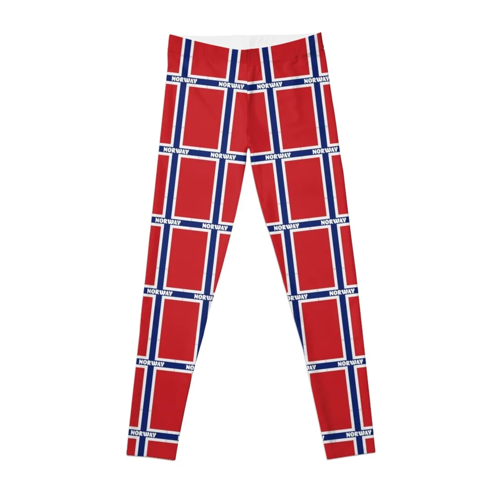 

Norwegian Flag with Name of Norway Leggings high waist push up fitness Womens Leggings