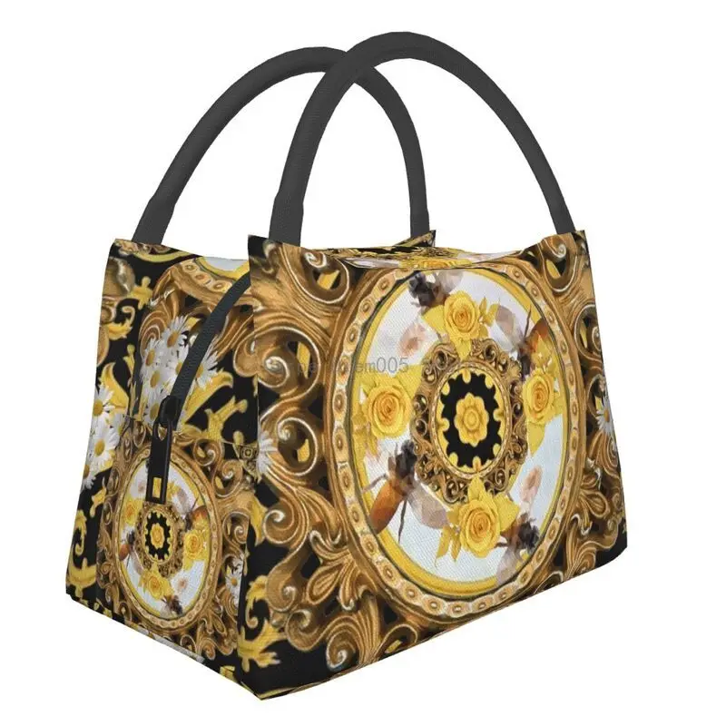 Lunch Bag Yellow Rose Bees Vintage