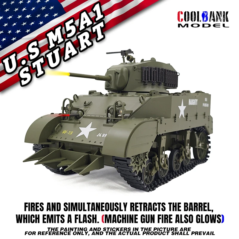 COOLBANK 1:16 RC Tank High Speed Drift RC Cars Stuart M5A1 Light Tank Military Vehicles Off Road Car Tanks Model hobby Toys Boys 4