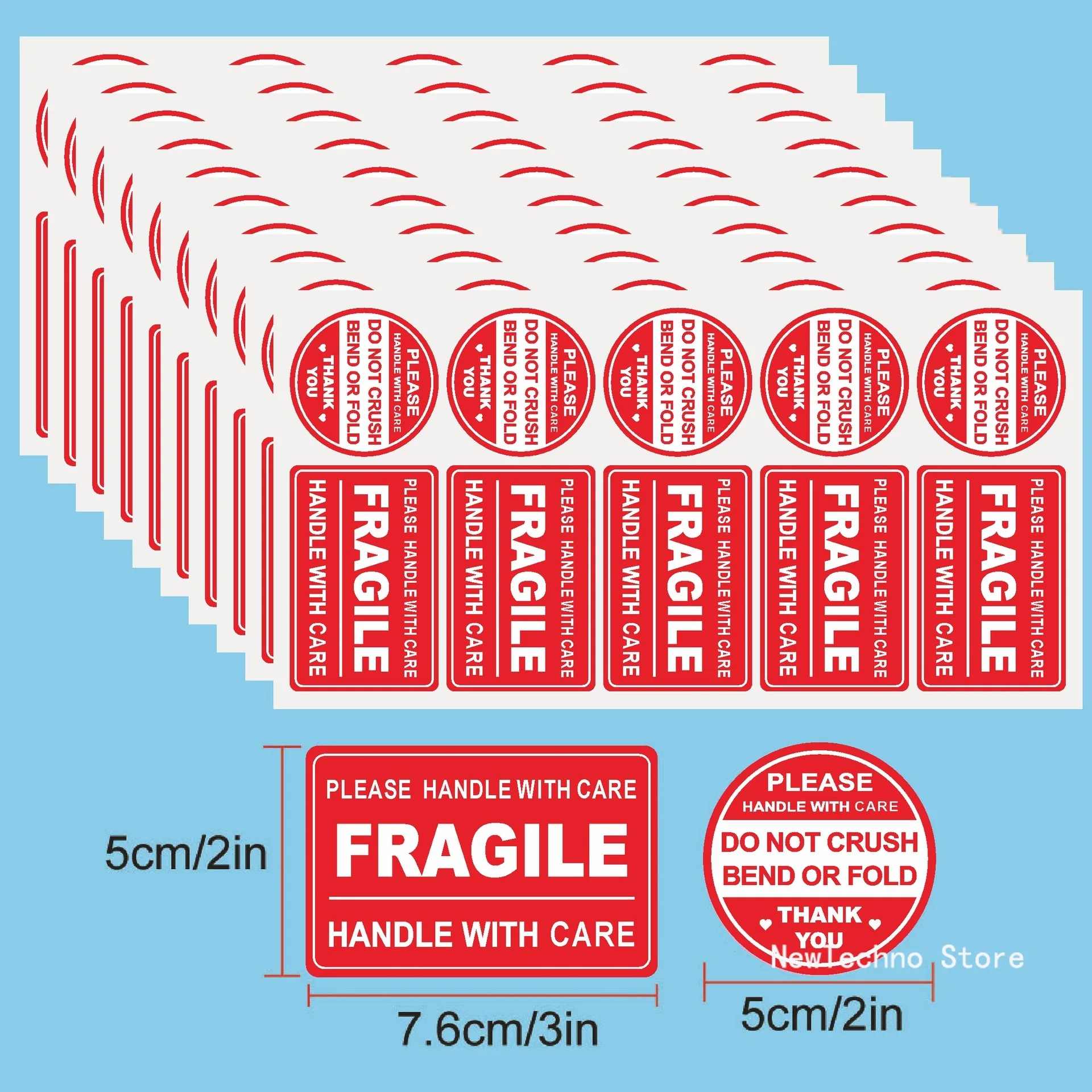 50pcs Fragile Stickers for Shipping Not Folded or Folded Stickers Not Fell OffLabels for Shipping Mailin Attention Notice Label