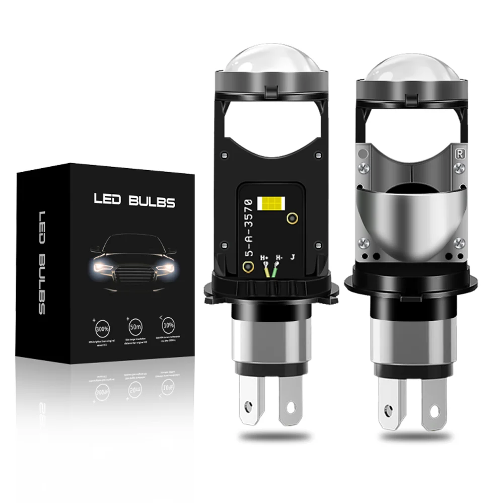 미니 프로젝터 렌즈 H4 LED 헤드라이트, 자동차 램프, 하이 로우 빔 라이트, 플러그 앤 플레이, 120W, 28000LM, 2 개