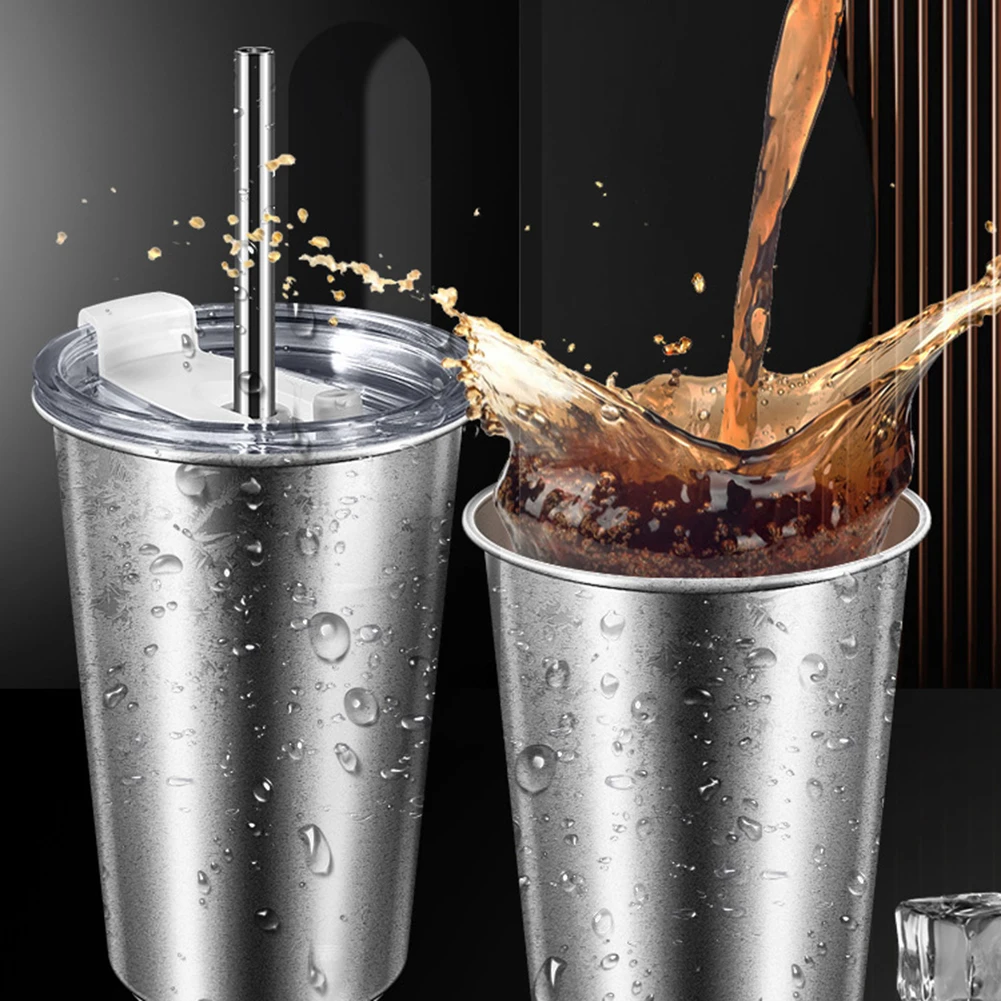 

1PC 400ml Stainless Steel Thermo Coffee Mug With Lid Straw Outdoor Travel Kitchen Accessories For Portable Drinkware Set