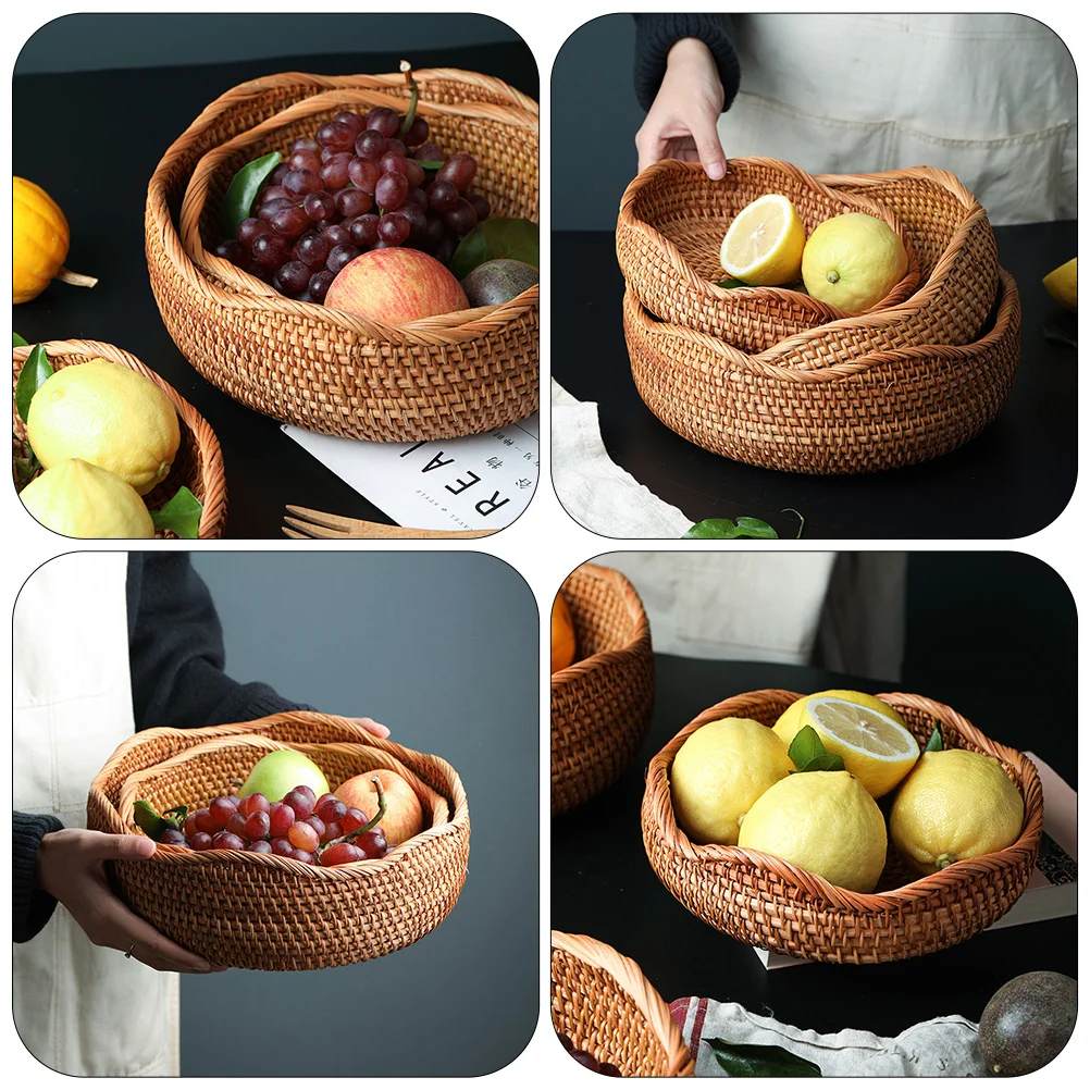 

Versatile Storage Basket Wicker Serving Baskets Fruit Basket Tray Snacks Vegetable Fall Basket Box Egg Bread Basket Container
