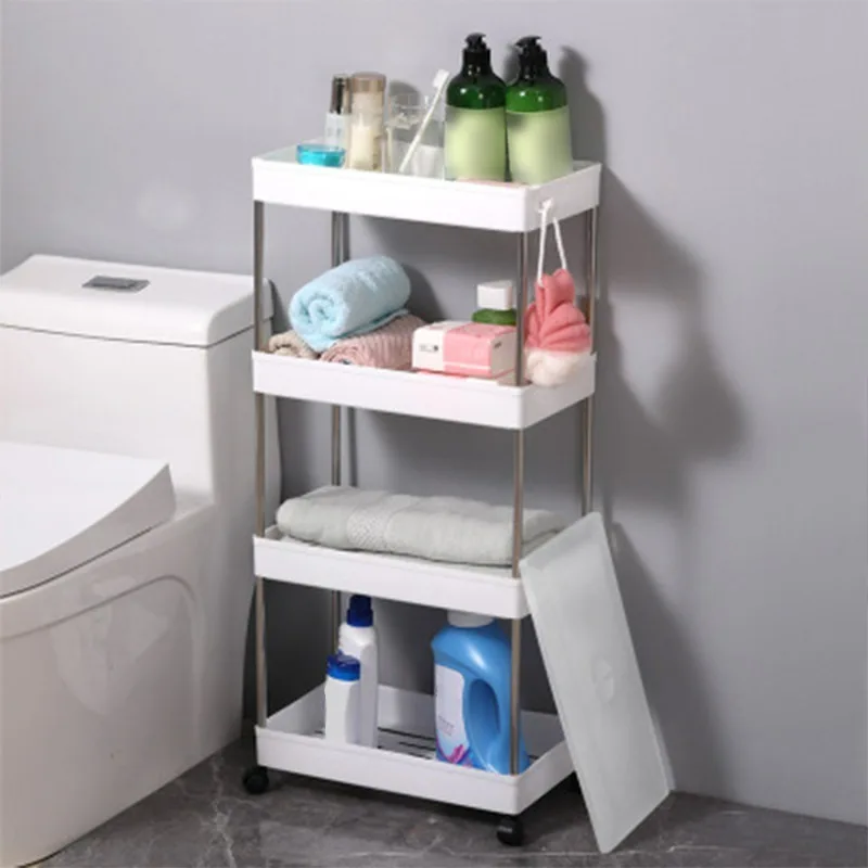 

Kitchen Movable Storage Organizer with Wheels 4 3-Tier Plastic Rolling Utility Cart Multi-Functional Storage Trolley for Bedroom