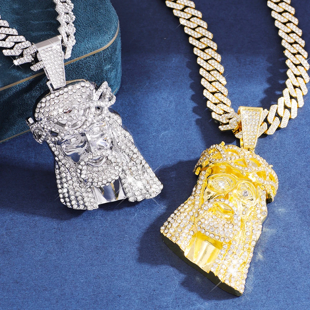 1pc Jesus Pendant Necklace With Cuban Chain hip hop chain Ideal