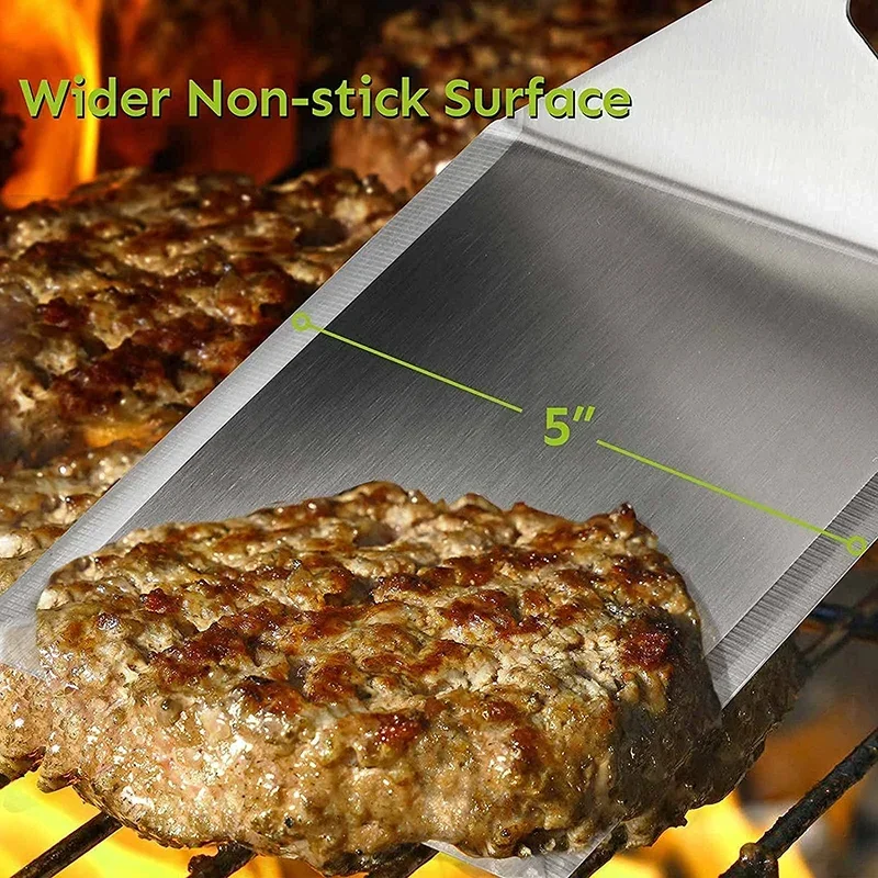 Stainless Steel Large Grill Spatula with Cutting Edges Pancake Burger Turner Scraper Tool for BBQ Kitchen Griddle Accessories steak spatula