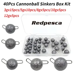 Enhanced Fishing Weights Set: Quick Set Up Jig Head Ball Sinkers (40Pcs-3g5g8g10g12g)