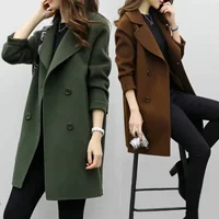 2024 Autumn/Winter New Women's Medium-Length Woolen Jacket Loose-Fit Slimming Double-Row Buttoning Overcoat From China