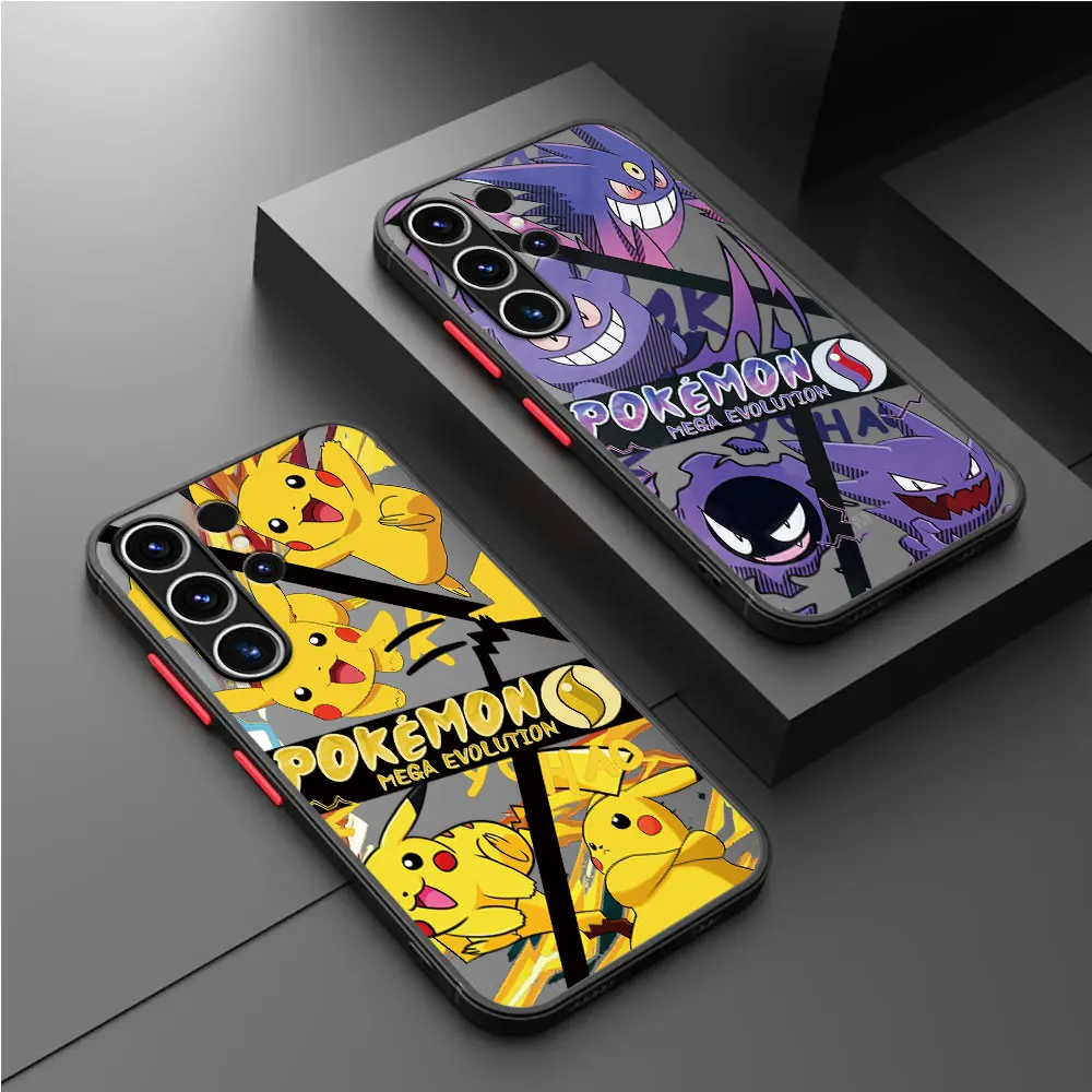 Pokemon Trend Pikachu Gengar Custodia Opaca Per Samsung Galaxy S24 S22 S23 S20 S21 Fe S10 Plus Capa Note 20 10 Lite Telefono Funda