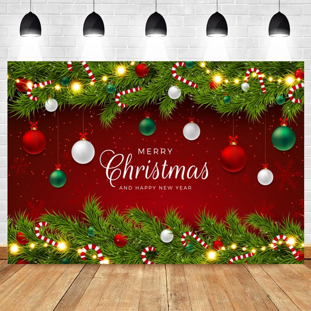 Merry Christmas Backdrop Winter Snowflake Shining Bokeh Glitter Star New Year Red Xmas Ball Kids Portrait Photography Background photo backdrop