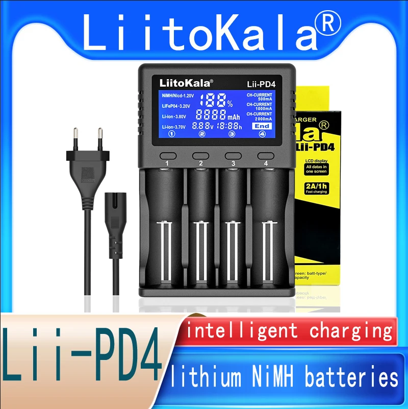 

Liitokala Lii-PD2 Lii-PD4 Lii-600 18650 Battery Charger,3.7V 26650 21700 16340 18500 1.2V NI-MH AA AAA LCD Multifunction Charger