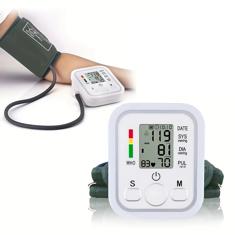 Digital LCD Arm Tensiometers Blood Pressure Monitor Heart Rate Meter Cuff Sphygmomanometer Portable Tonometer