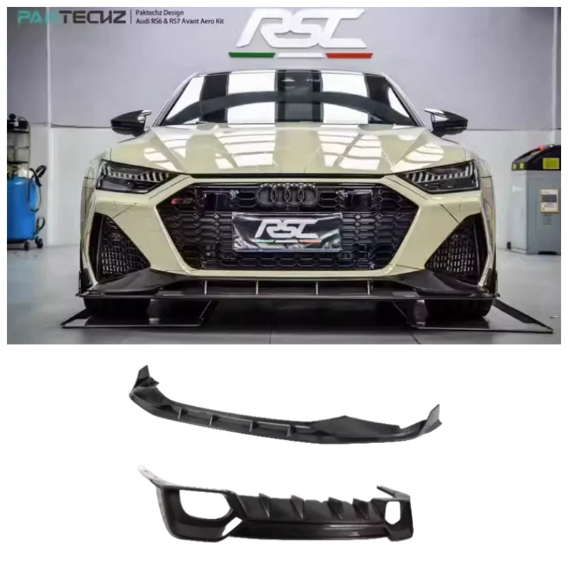 Per Audi Rs6 Rs7 2019-2023 Paraurti In Fibra Di Carbonio Di Alta Qualità Labbro Anteriore Diffusore Posteriore Spoiler Tuyere Gonna Laterale Body Kit