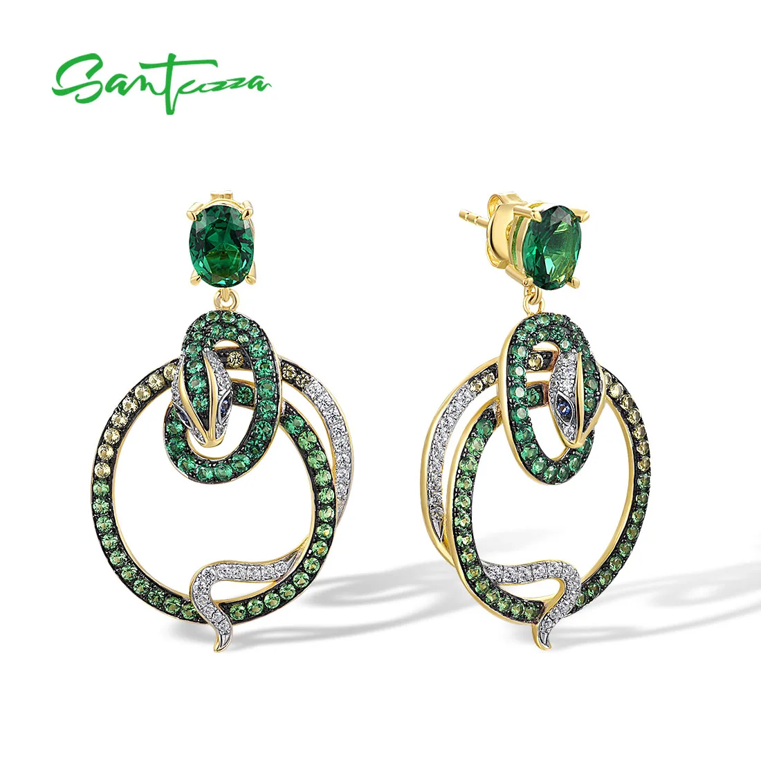 santuzza-boucles-d'oreilles-a-tige-en-argent-regarde-925-veritable-pour-femme-spinelle-verte-blanche-cz-ombre-salle-safari-bijoux-fins-magnifiques