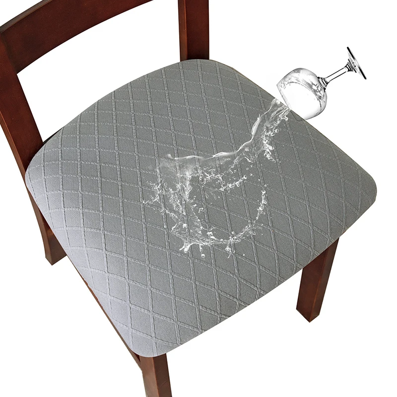 

New Solid Chair Seat Cover Waterproof Dining Room Upholstered Cushion Removable Slipcovers with Washable Furniture Protector