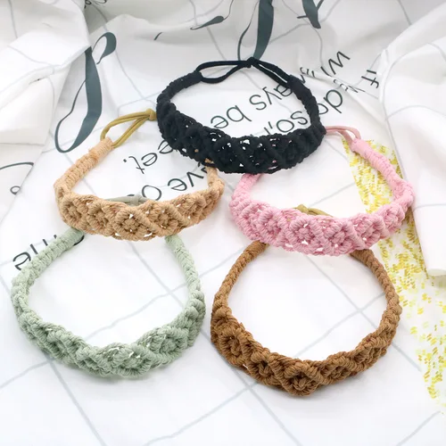 BOHO-세련된 수제 짠 모로코 여성용 마크라메 머리띠, 오리지널 디자인 랩 헤어 쥬얼리 머리띠 3