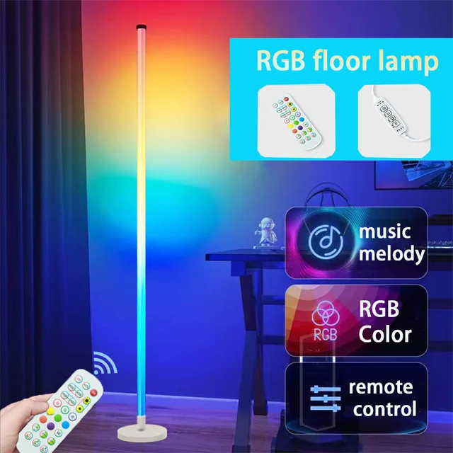 150cm Smart Corner Floor Lamp Dimmable RGB LED Modern Mood Lighting Stand Lights for Bedroom Gaming Living Room Decor