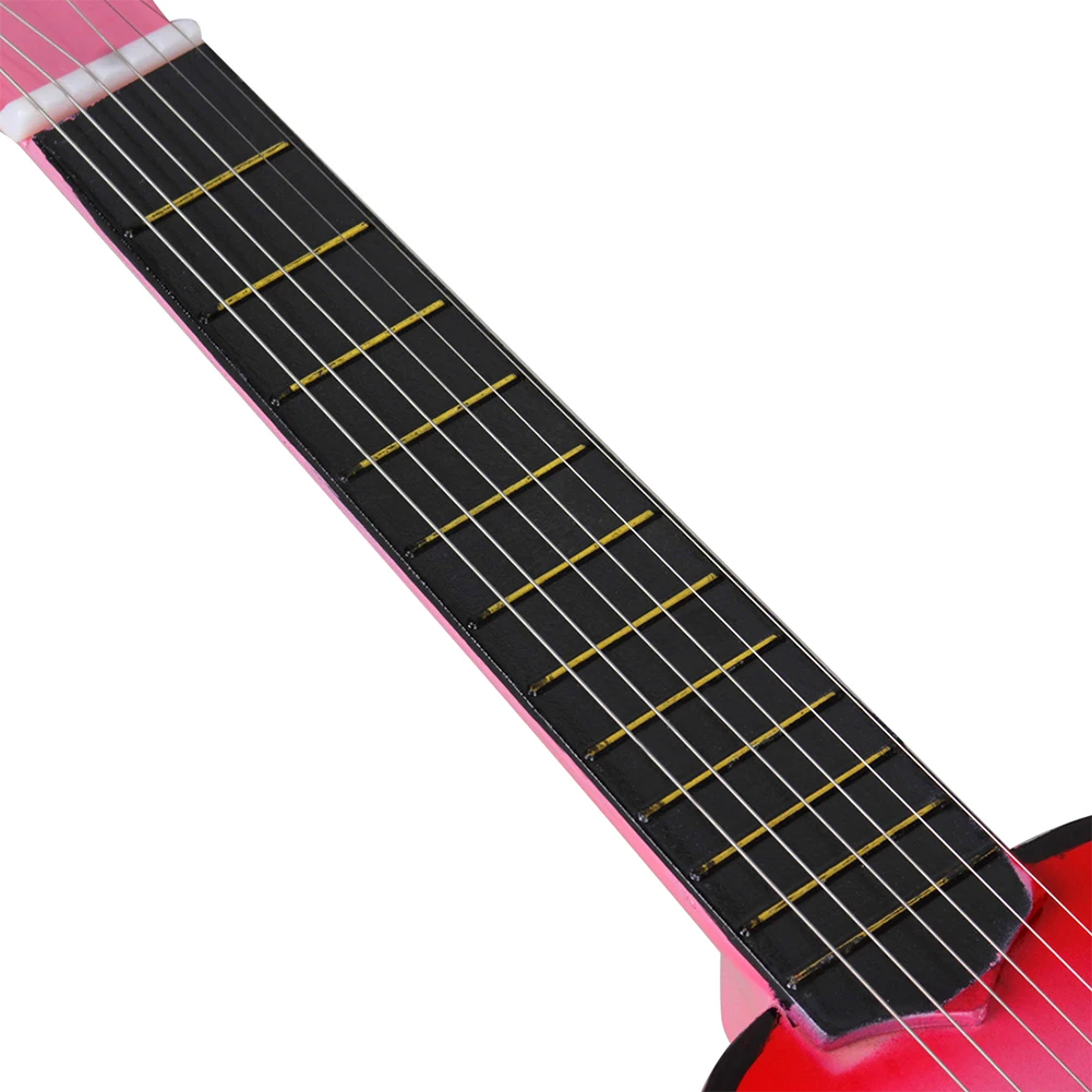 21 inch Basswood Ukulele 6 Strings Small Bass Acoustic Guitar Musical Instruments with Picks for Children Kids
