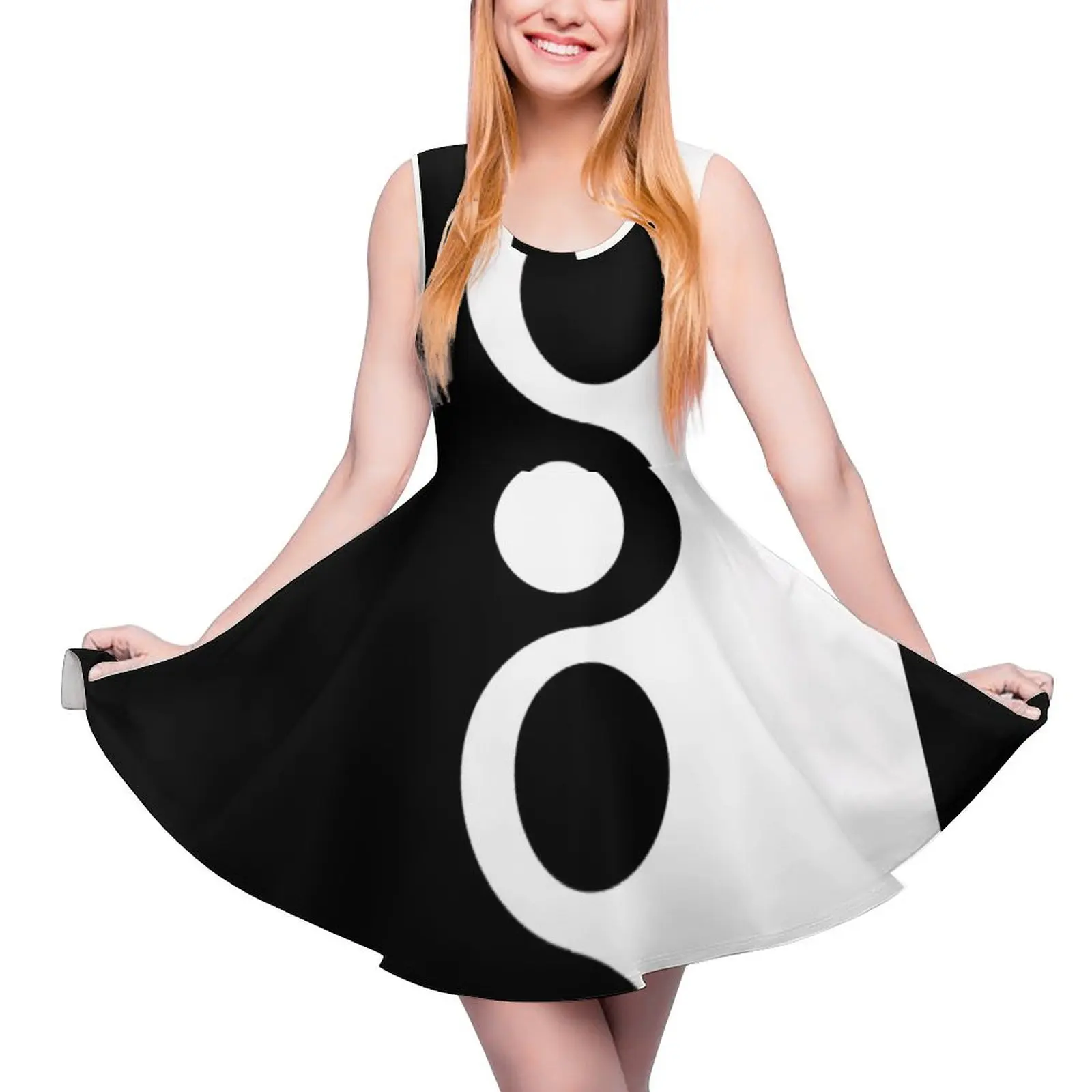 Black White Mod Sleeveless Dress women formal occasion dresses Womens dress Prom gown