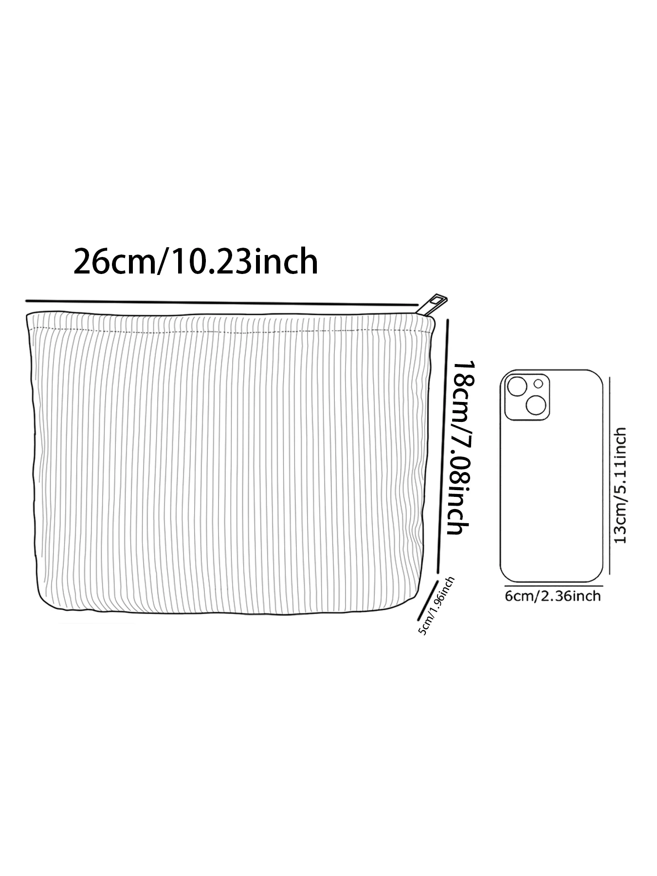 1 sushi patterned corduroy makeup bag, lightweight zipper makeup storage box, multifunctional bag with lining