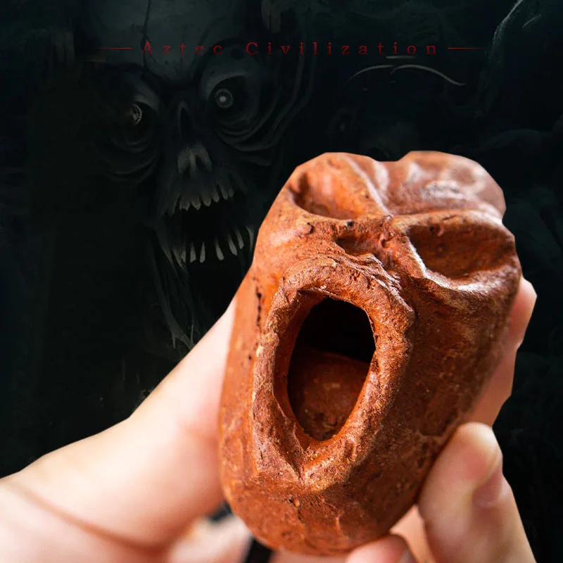 Skull Aztec Ceramic Party Whistle for Halloween and Stress Relief