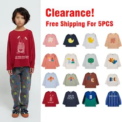 Clearance 2023 Fall BC Kids Boys Autumn Cotton T-shirt Girl Fashon Cartoon Print Tops Brand Children Clothes BC Long Sleeve Tees