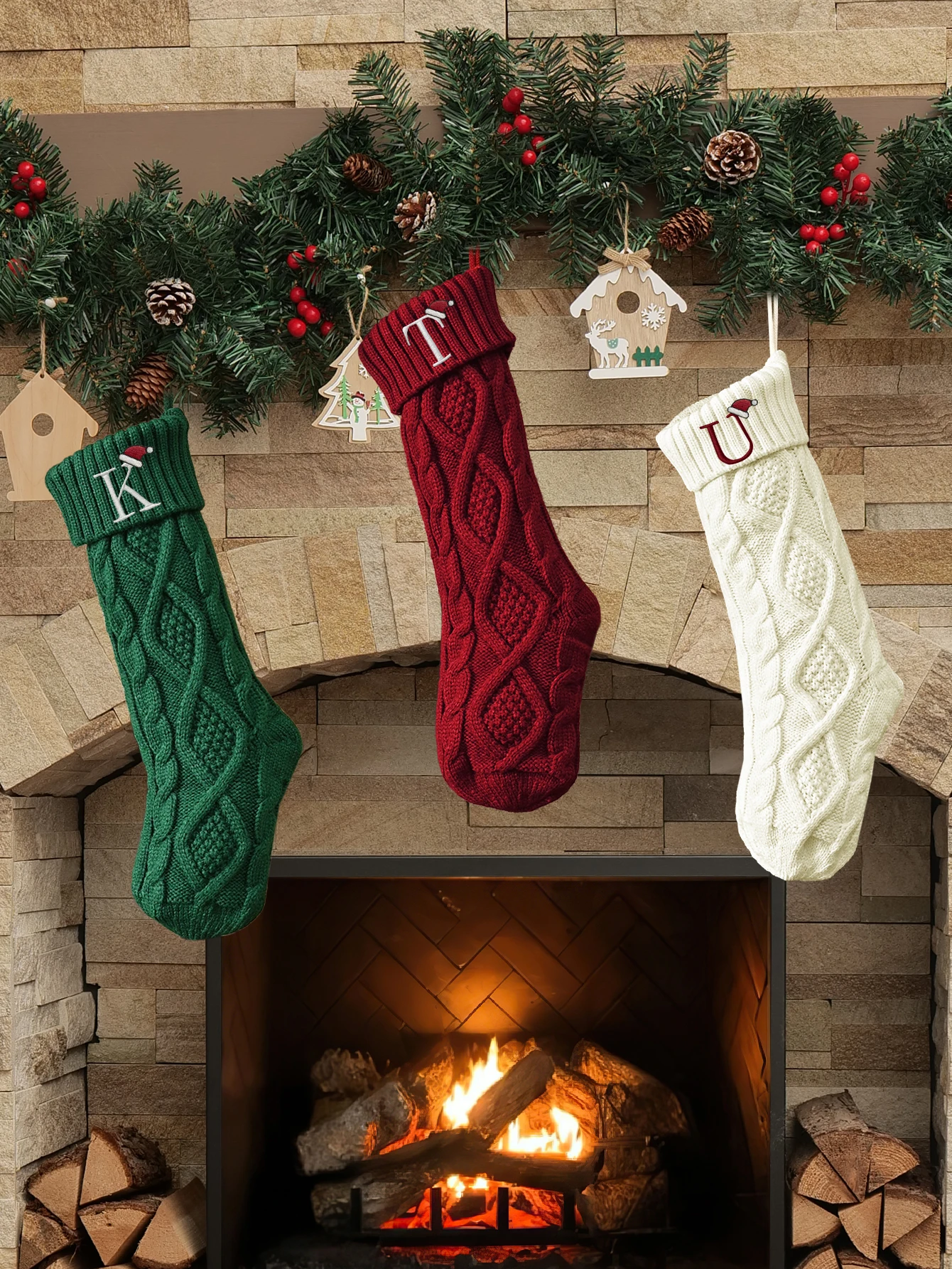 1PC Solid Color Elastic Diamond Pattern Christmas Stocking, Suitable for Christmas Decoration and Embellishment