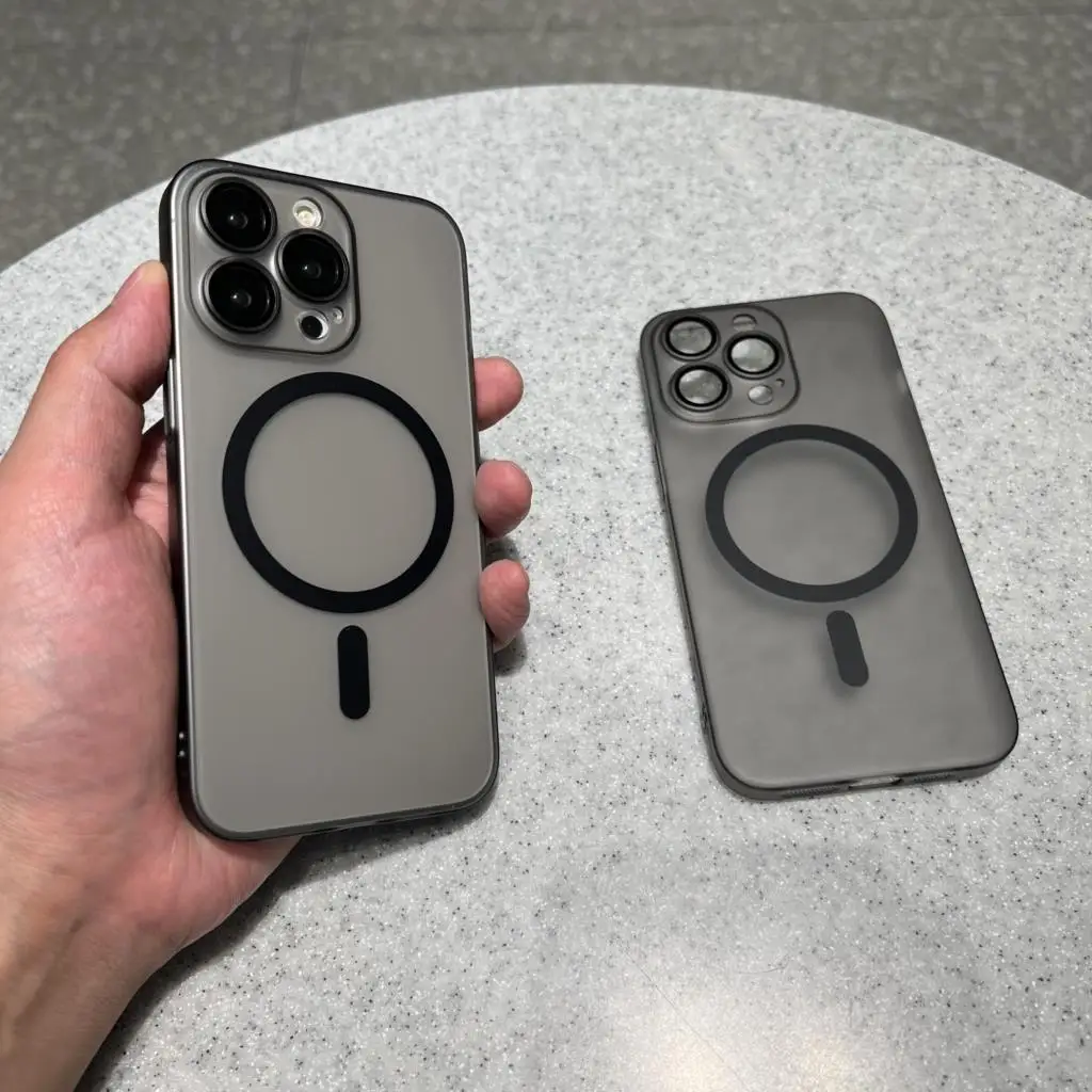 Luxury Ultra-Thin Magnetic Clear Matte Case with Wireless Charging Compatibility