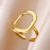 Bagues en acier inoxydable 316L pour femmes, couleur or, anneau ouvert géométrique multicouche, Vintage, étanche, bijoux esthétiques de mariage, cadeau